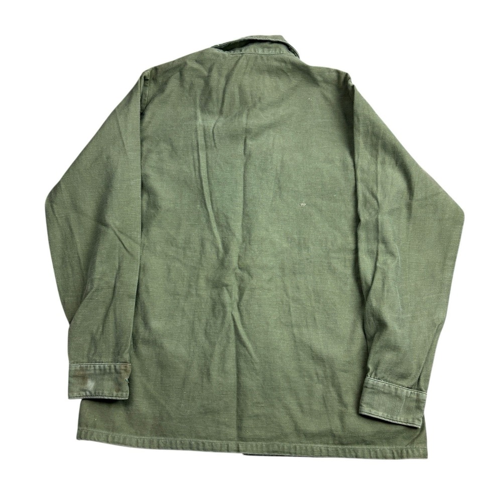 Vintage 70s OG-107 Sateen Shirt Men's Medium 15.5x33 Green Army Vietnam Military - Picture 3 of 10